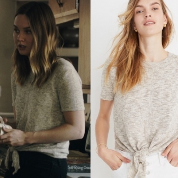 Madewell Sweaters - New Madewell Knot-front Sweater T-shirt Sz XS Extra Small Tan/Beige